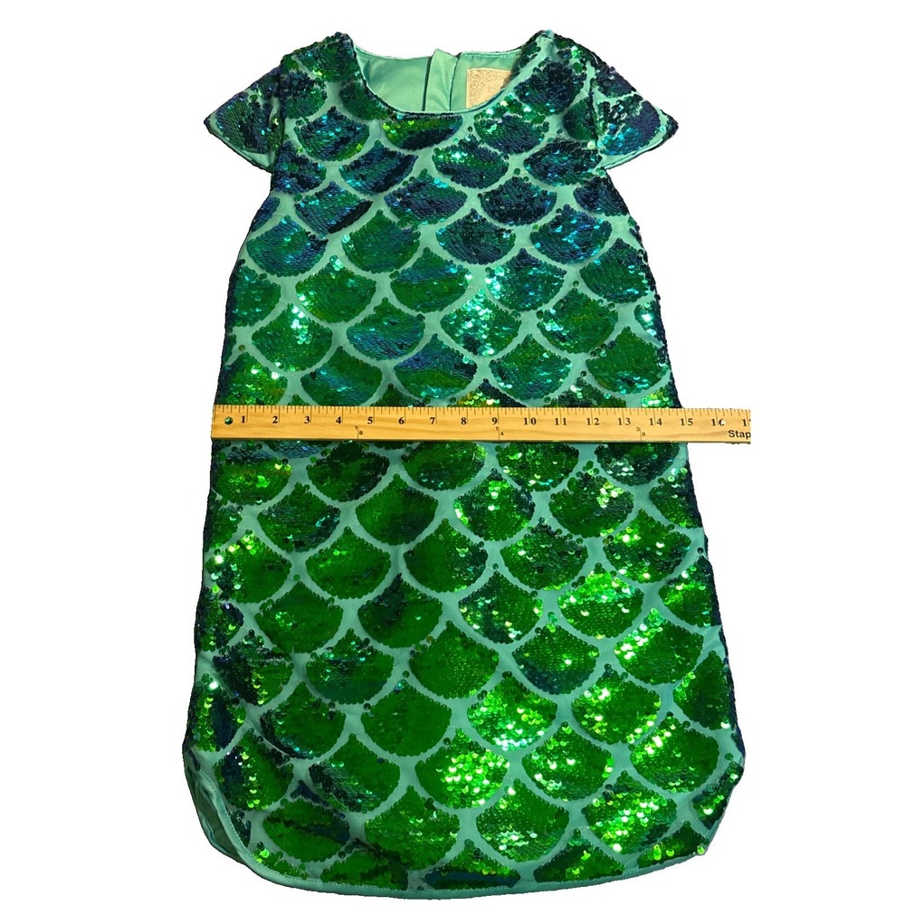 Disney Princess Ariel Girl's Fancy Dress Short Sleeve Iridescent Sequins Sz 7/8 - Picture 3 of 6